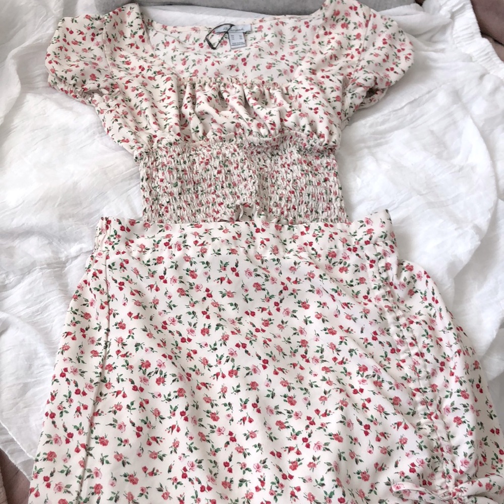 darling floral 2 piece dress set